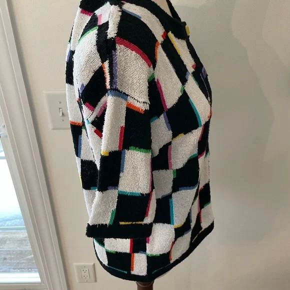 Vintage Grandma Checkerboard Colorful Sweater - Picture 6 of 15